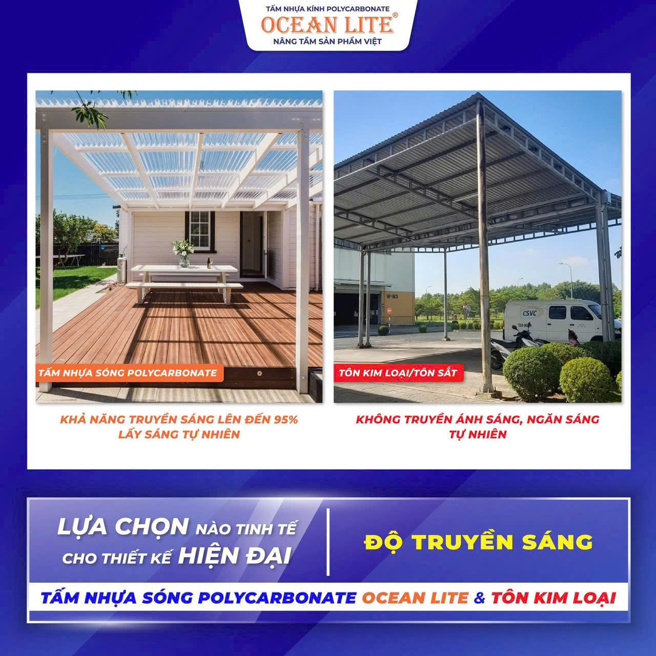 Khả năng lấy sáng tự nhiên tốt hơn so với tấm nhôm.