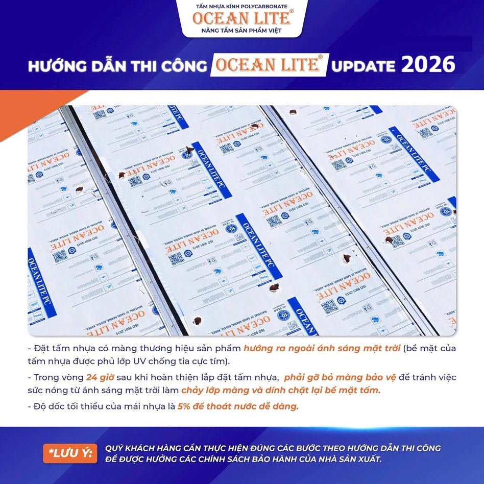 Hướng dẫn thi công tấm nhựa Polycarbonate mới nhất 2026.