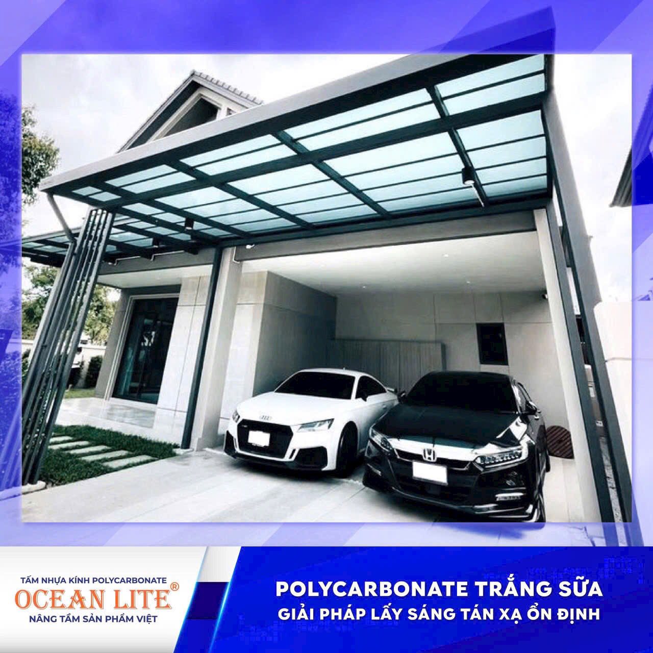 Tấm nhựa Polycarbonate trắng sữa - dẫn đầu xu thế mái che nhà ở