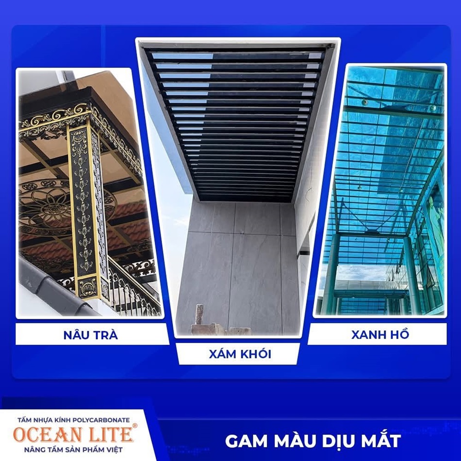 Màu sắc đa dạng và hiện đại của mái nhựa Polycarbonate