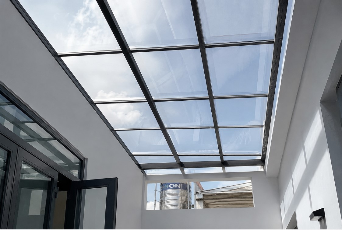 Mái che giếng trời sử dụng tấm nhựa polycarbonate đặc 3mm