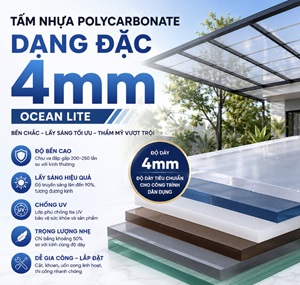 Tấm nhựa polycarbonate dạng đặc 4mm